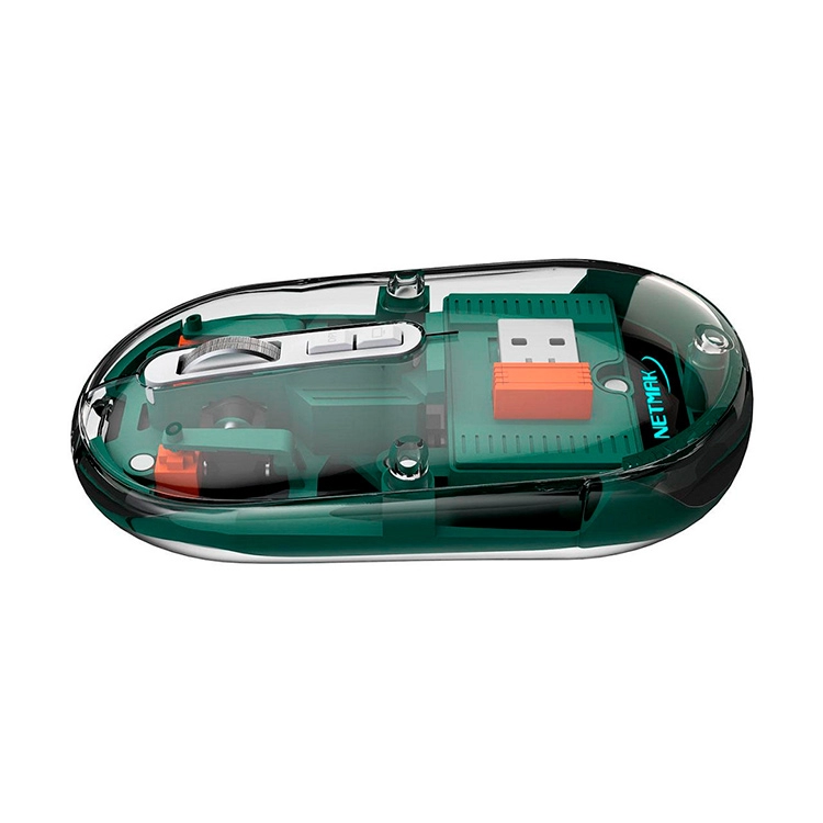 Mouse Netmak Optimize M670 Inalambrico Transparente Verde 2.4GHZ BT 5.0 Art.NM-M670-G.